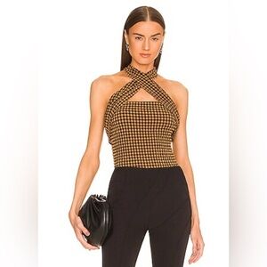 NWT Nanushka Rana Top in Dark Brown & Black Check